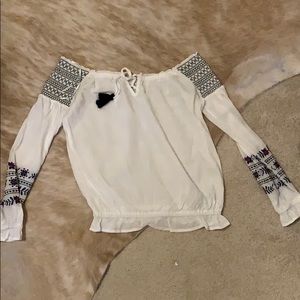Embroidered off the shoulder top